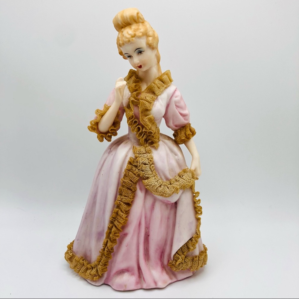 Vintage Kelvin B-766 Victorian Lady Porcelain Figurine with Lace Trim 8”H Marked